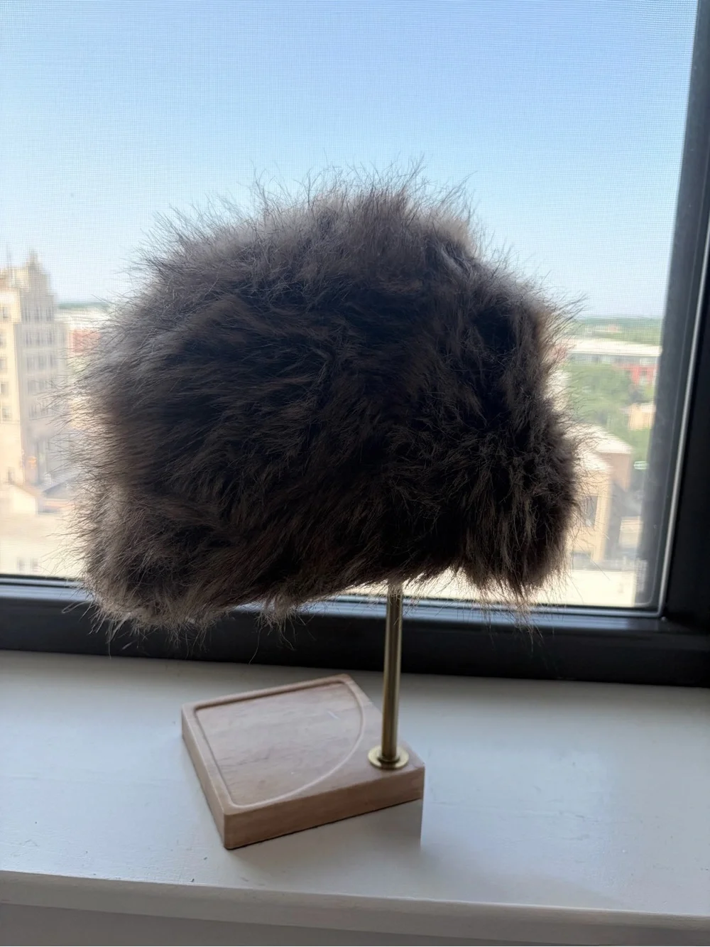 Plush Brown Faux Fur Decorative Accent